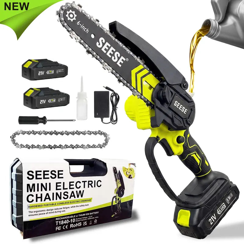 6 Inch Brushless Mini Cordless Electric Chainsaw for Gardening & Wood Cutting