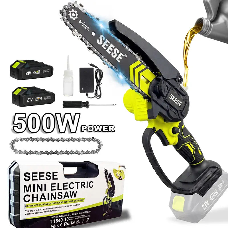 6 Inch Brushless Mini Cordless Electric Chainsaw for Gardening & Wood Cutting