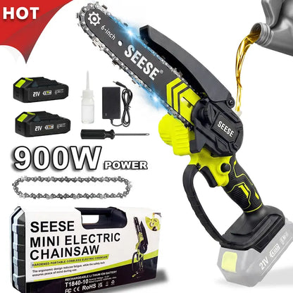 6 Inch Brushless Mini Cordless Electric Chainsaw for Gardening & Wood Cutting