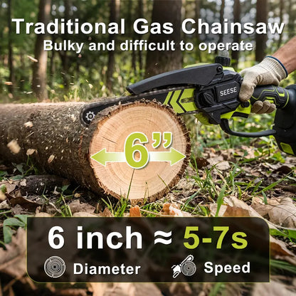 6 Inch Brushless Mini Cordless Electric Chainsaw for Gardening & Wood Cutting