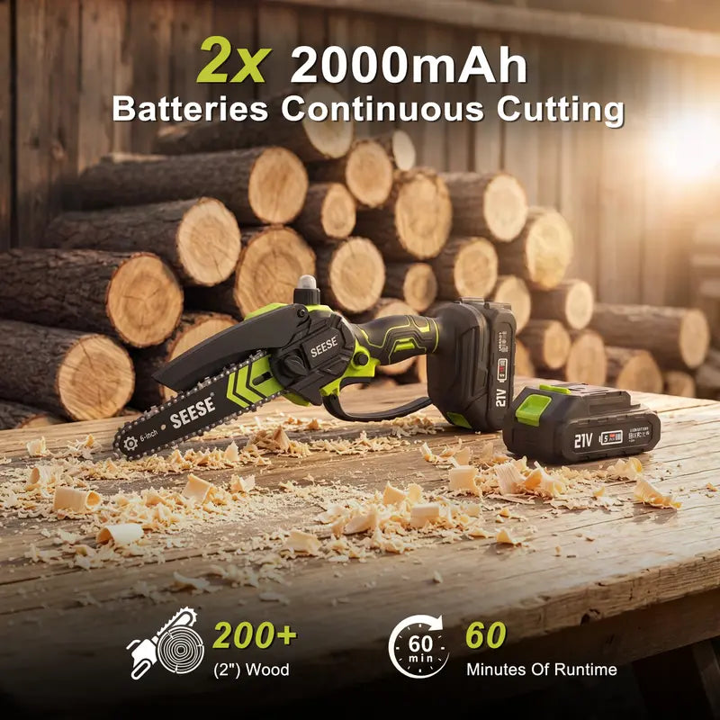 6 Inch Brushless Mini Cordless Electric Chainsaw for Gardening & Wood Cutting